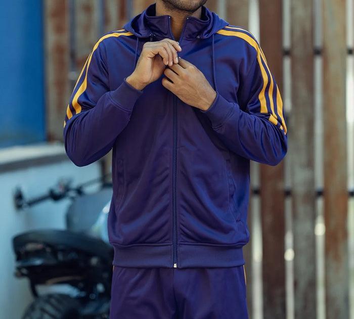 Men's Track Suit with Detachable Hood in Purple Male Product Image