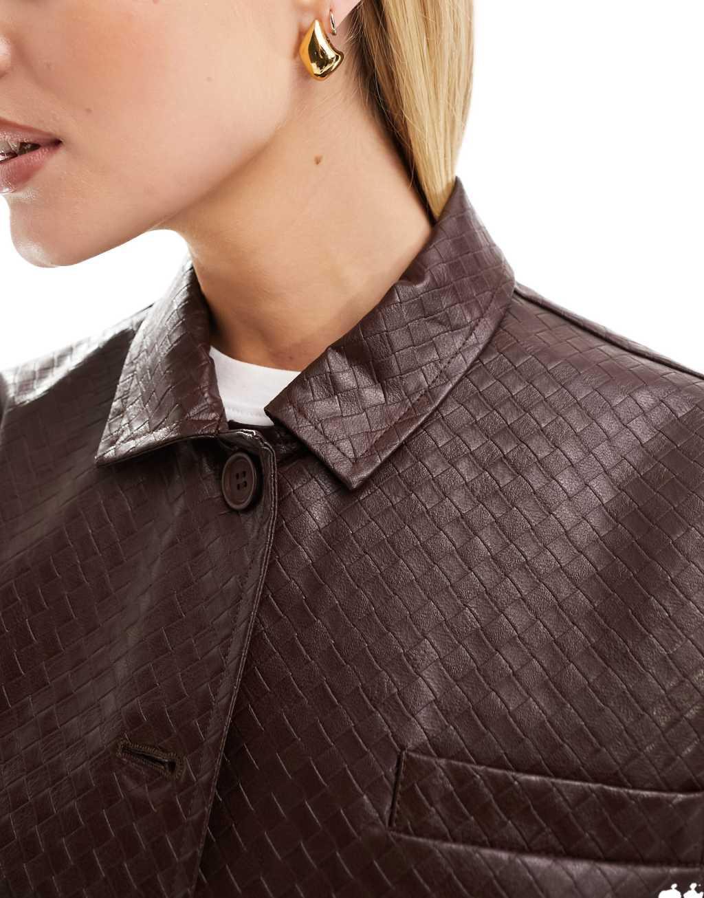 4th & Reckless faux leather shirt in chocolate brown - part of a set product image