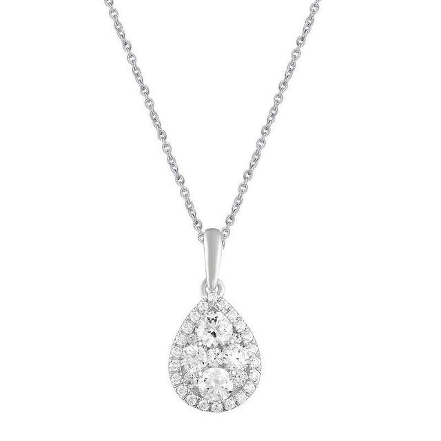 Royal Aura Sterling Silver 1/2 Carat T.W. Diamond Cluster Teardrop Pendant Necklace, Womens White Product Image