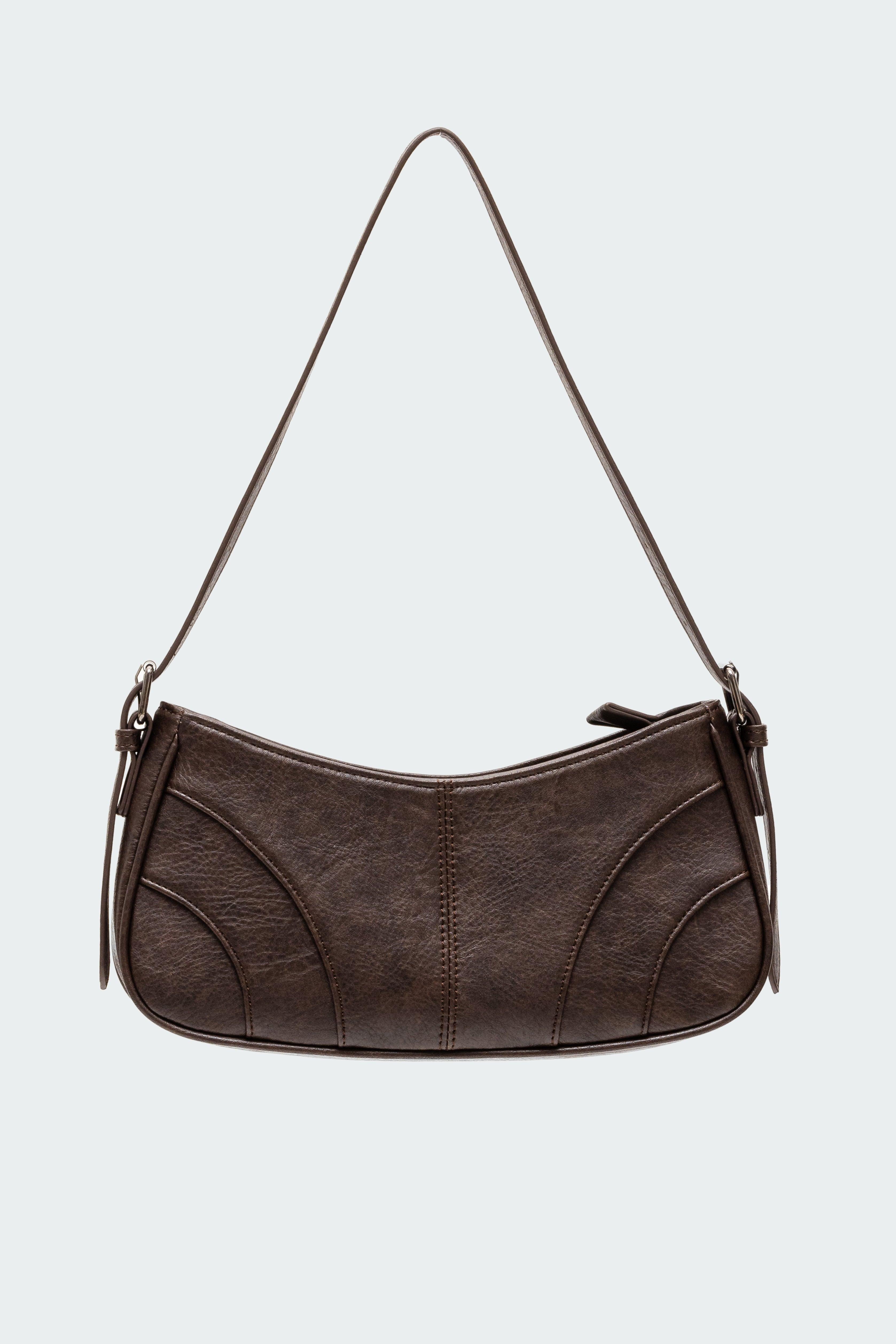 Curved Stitch Faux Leather Bag Product Image