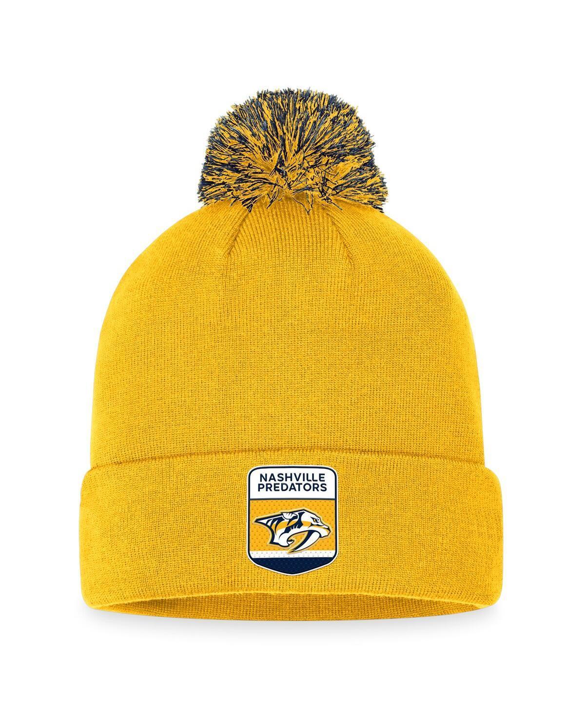 Mens Fanatics Gold Nashville Predators 2023 Nhl Draft Cuffed Knit Hat with Pom Product Image