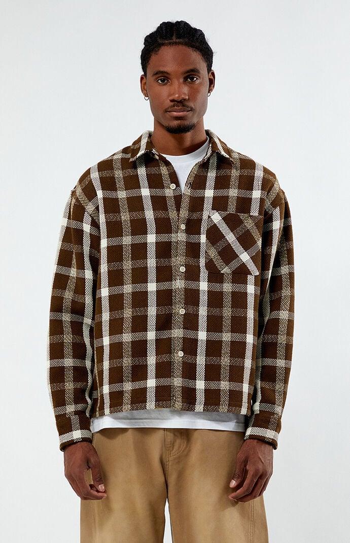 Men's Cropped Plaid Flannel Shirt - Product Image