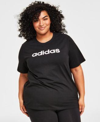 adidas Plus Size Cotton Crewneck Logo-Print Tee - Black Product Image