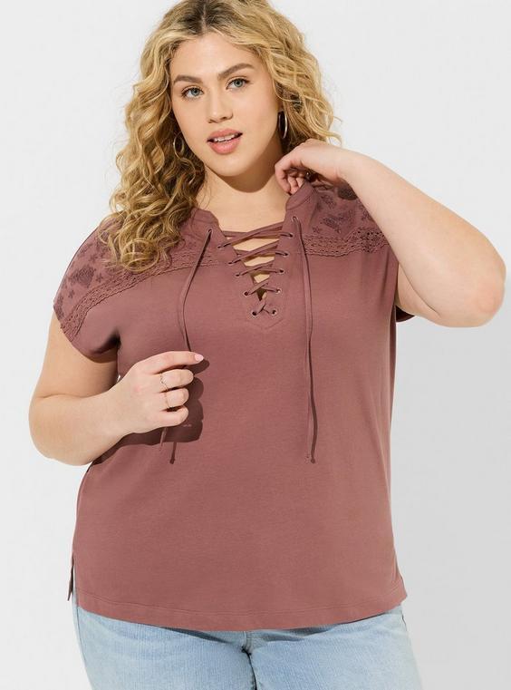 Vintage Cotton Jersey Lace Up Dolman Tank Product Image