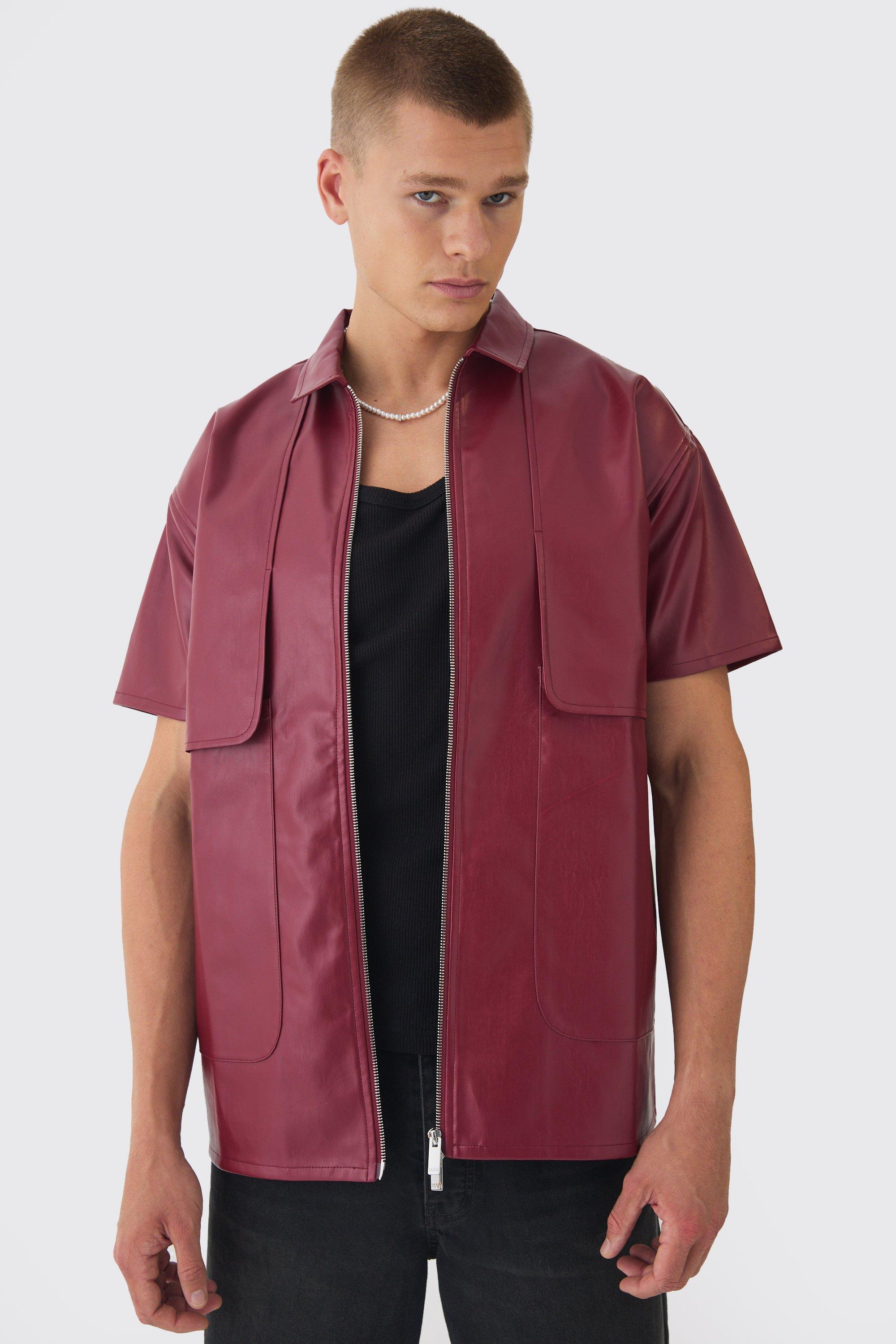 Pu Oversized Panel Detail Shirt | boohooMAN USA Product Image