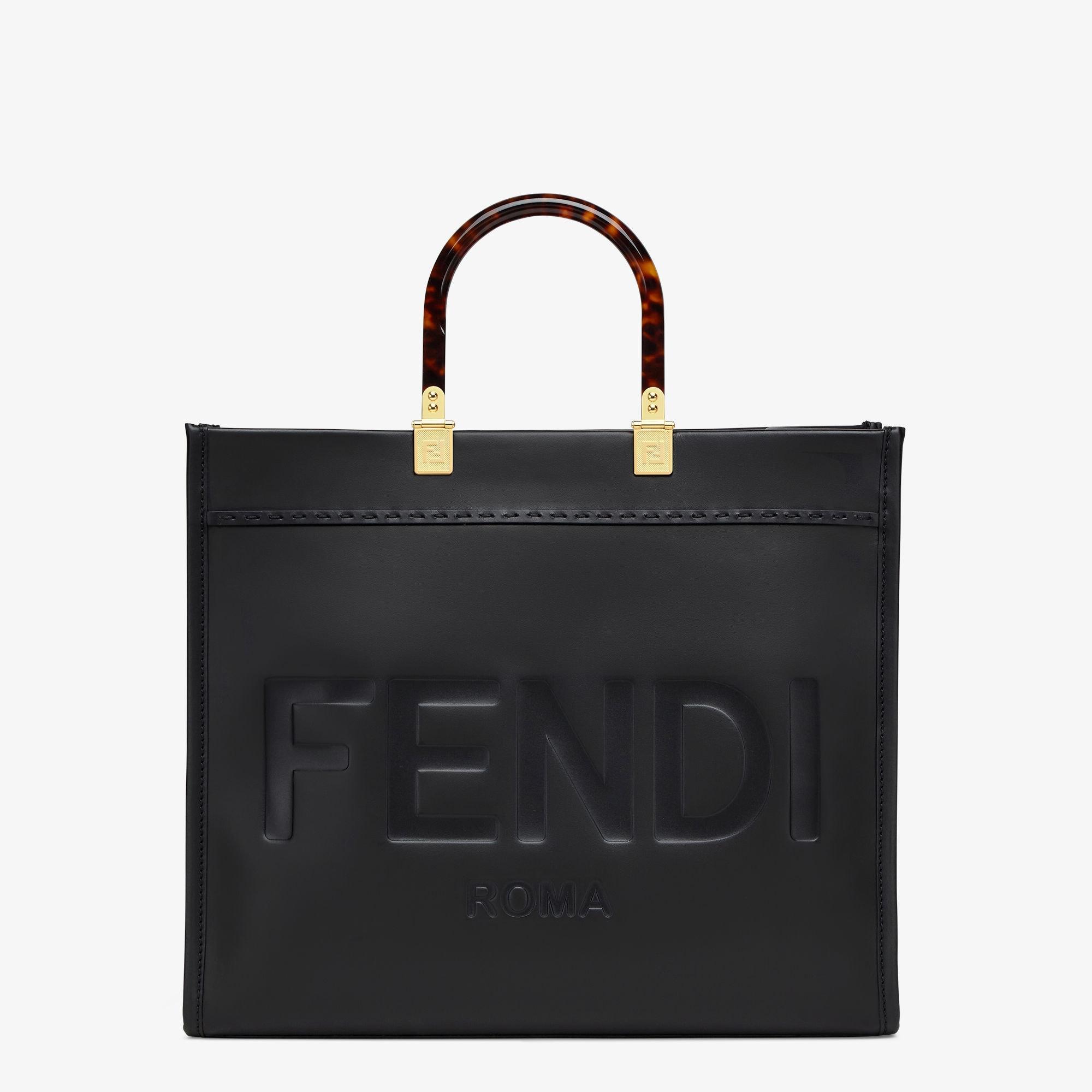 Fendi Sunshine MediumBlack leather shopper Product Image