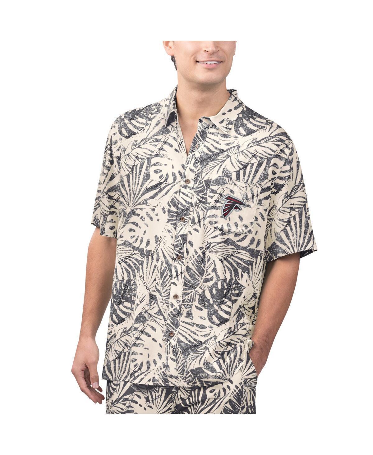 Mens Margaritaville Tan Las Vegas Raiders Sand Washed Monstera Print Party Button-Up Shirt Product Image