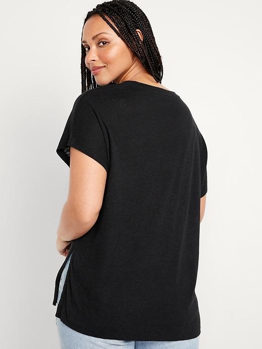 Oversized Linen-Blend Tunic T-Shirt Product Image