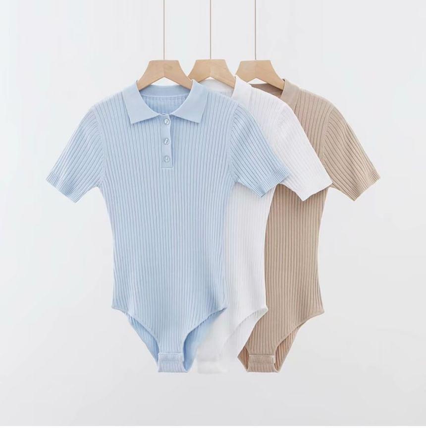 Short-Sleeve Knit Bodysuit Top Product Image