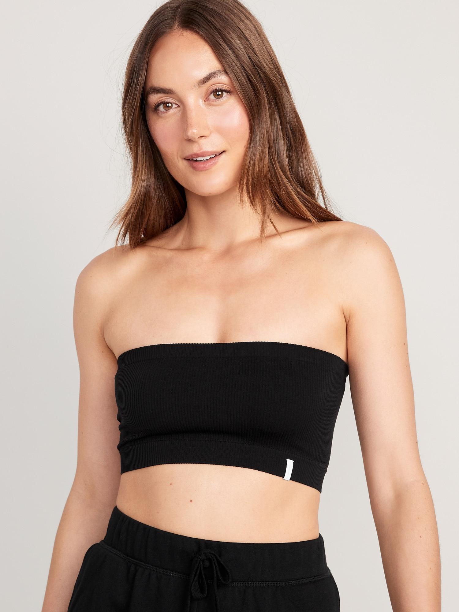 Rib-Knit Seamless Bandeau Bralette Product Image