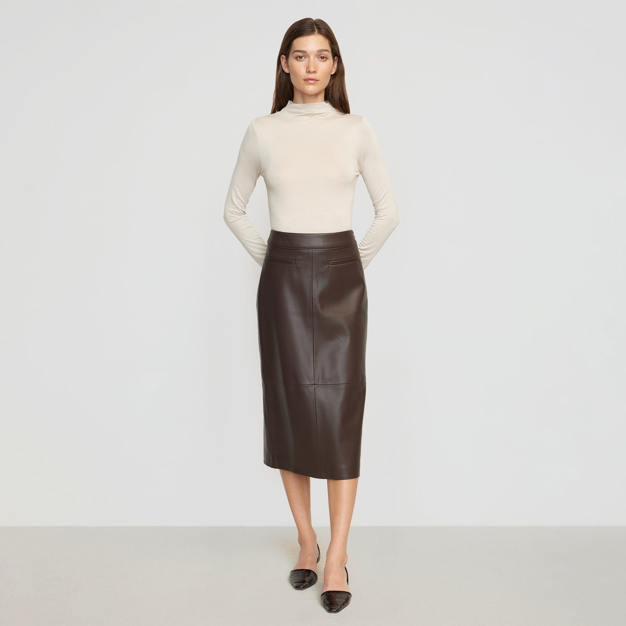 Briony Back Split-Hem Vegan Leather Skirt product image