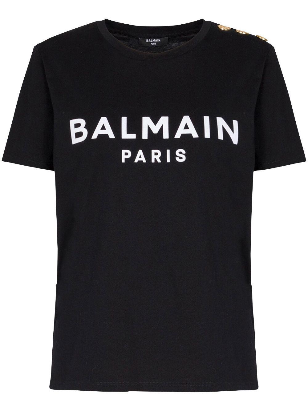 BALMAIN Cotton T-shirt With Logo In Black Product Image