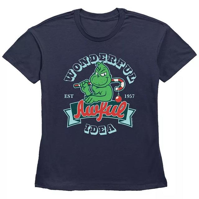 Womens Dr. Seuss Grinch Wonderful Awful Idea Graphic Tee Blue Product Image