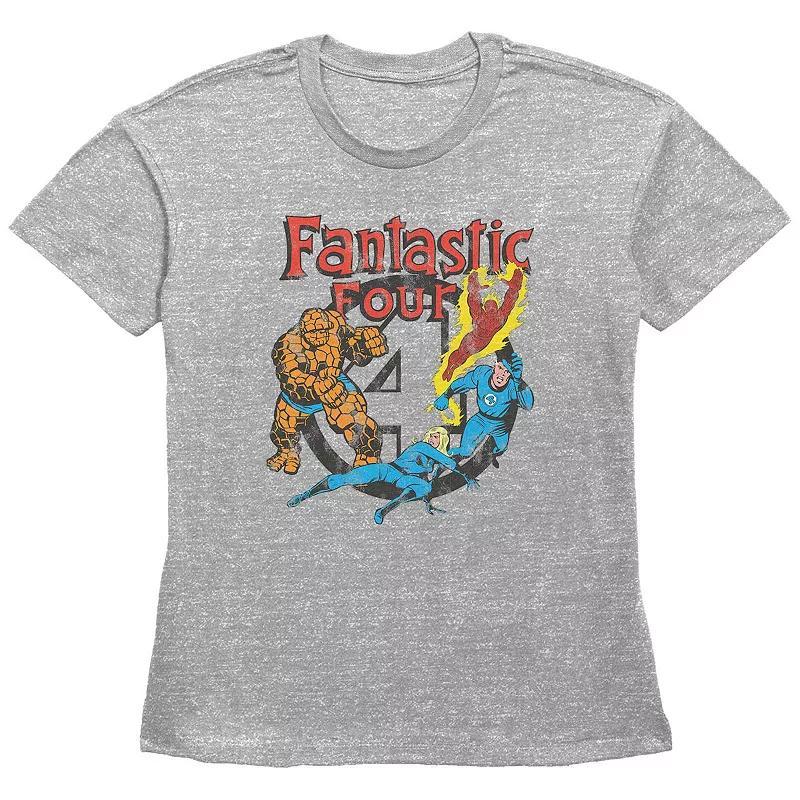 Womens Marvel Fantastic Four Vintage Poster Graphic Tee Grey Gray Product Image