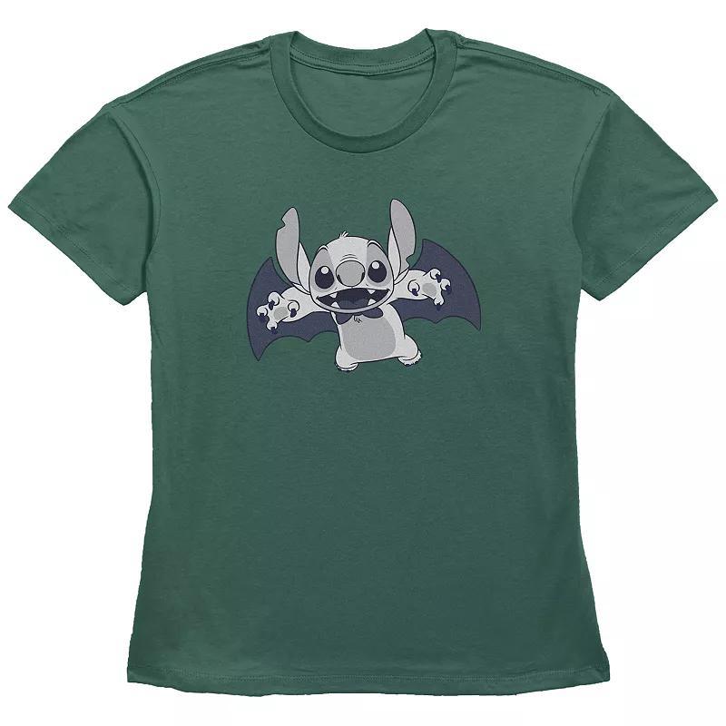 Disneys Lilo & Stitch Vampire Stitch Womens Graphic Tee Green Product Image