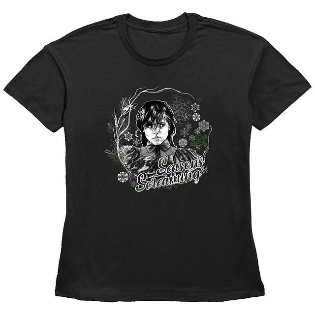 Womens Wednesday Seasons Screaming Graphic Tee Product Image