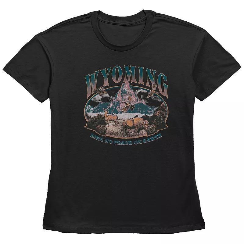 Womens Fifth Sun Wyoming Mountain Scene Like No Place On Earth Graphic Tee, Girls Product Image