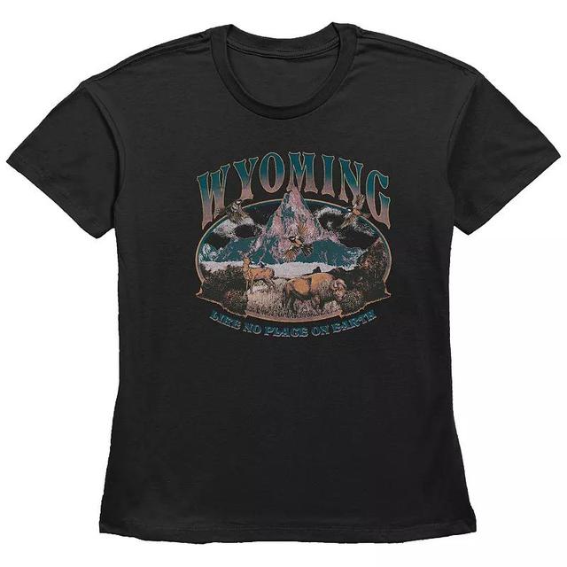 Womens Fifth Sun Wyoming Mountain Scene Like No Place On Earth Graphic Tee, Girls Product Image