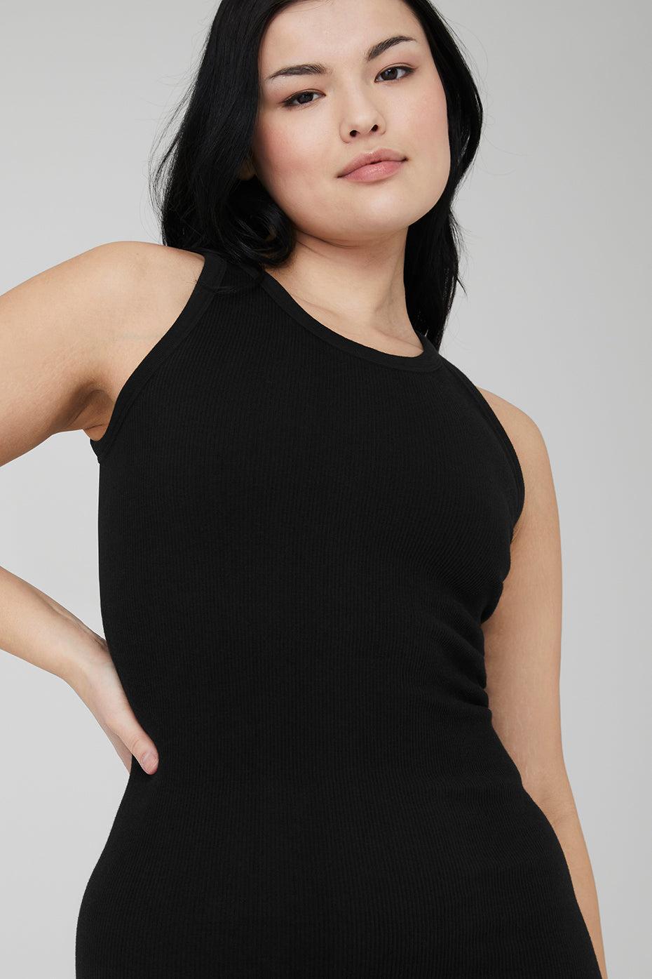 Seamless Ribbed Warm Nights Dress - Black Product Image