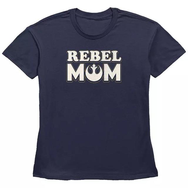 Womens Star Wars Rebel Mom Basic Fit Graphic Tee Blue Product Image