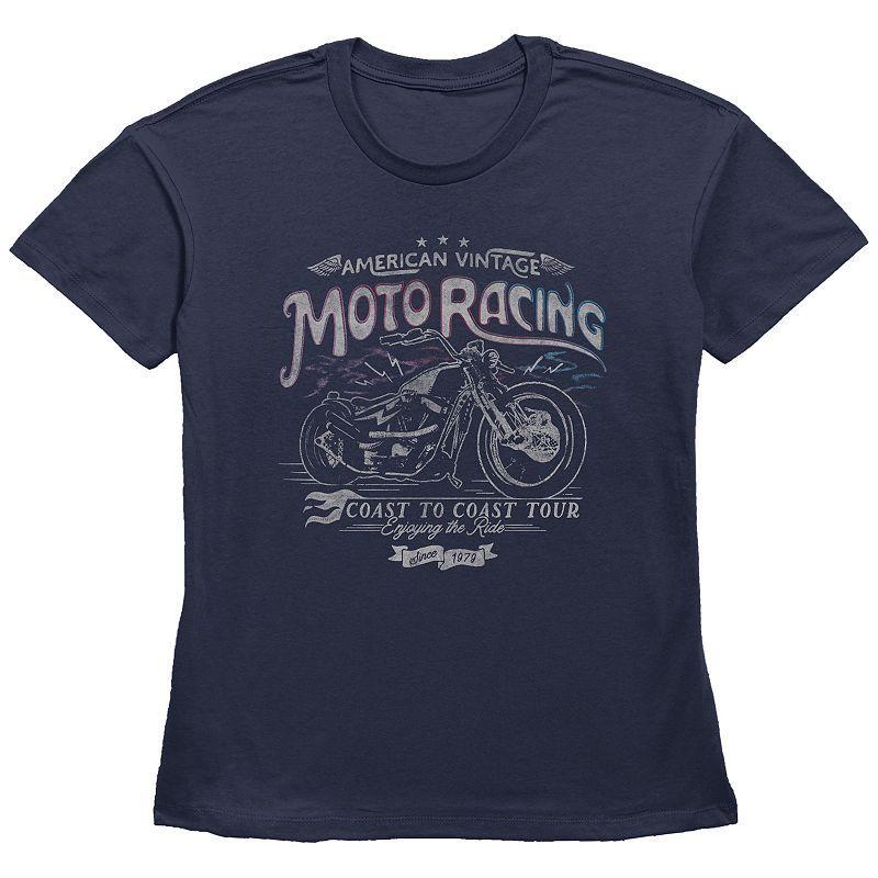 Womens Fifth Sun American Vintage Moto Racing Coast To Coast Line Art Graphic Tee, Girls Blue Product Image