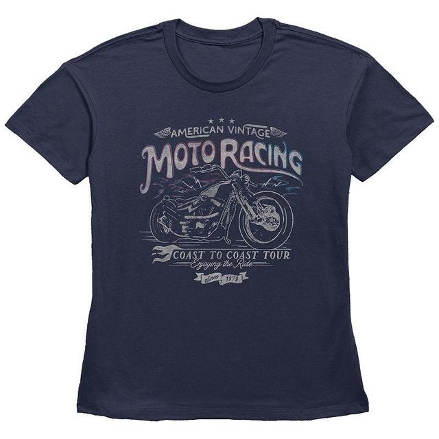 Womens Fifth Sun American Vintage Moto Racing Coast To Coast Line Art Graphic Tee, Girls Blue Product Image