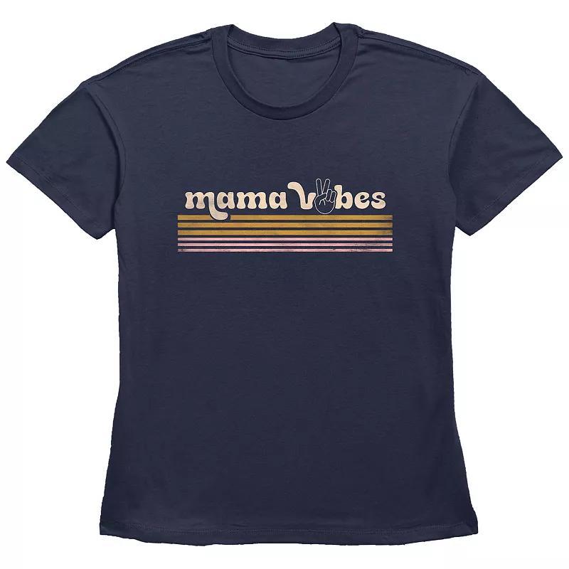 Womens Mama Vibes Basic Fit Graphic Tee Blue Product Image