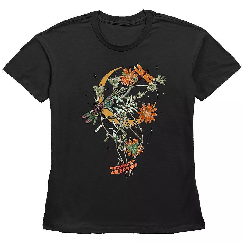 Womens Fall Floral Dragonfly Graphic Tee Product Image