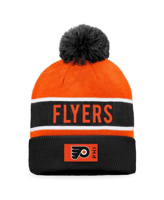 Mens Fanatics Black Philadelphia Flyers Authentic Pro Rink Cuffed Knit Hat with Pom - Black Product Image