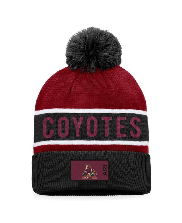 Mens Fanatics Black Arizona Coyotes Authentic Pro Rink Cuffed Knit Hat with Pom - Black Product Image