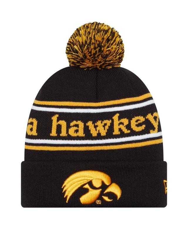 Mens New Era Black Iowa Hawkeyes MarqueeCuffed Knit Hat with Pom Product Image