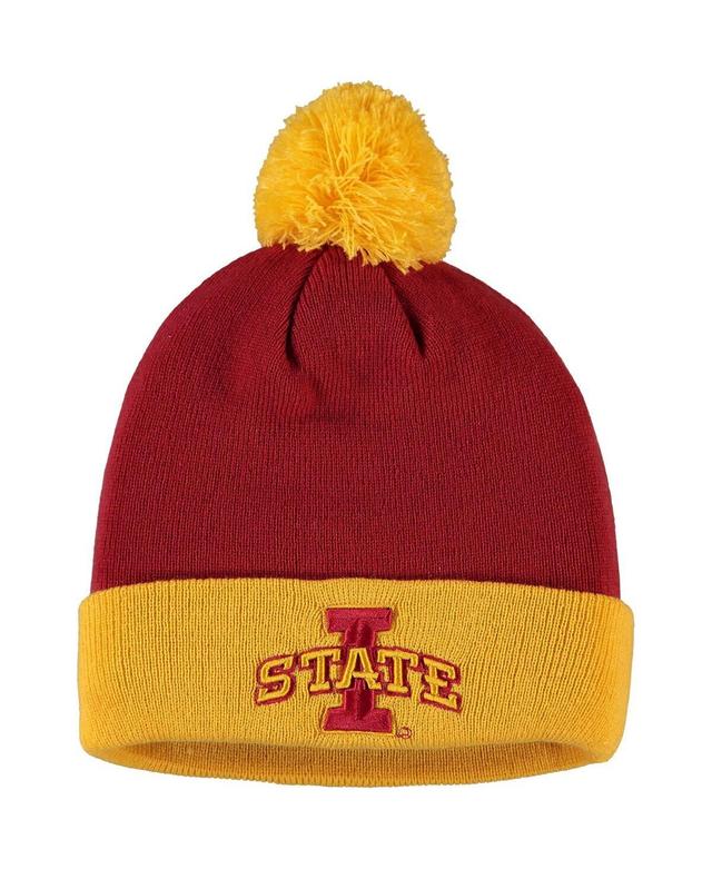 Mens Cardinal and Gold Iowa State Cyclones Core 2-Tone Cuffed Knit Hat with Pom - Cardinal Product Image