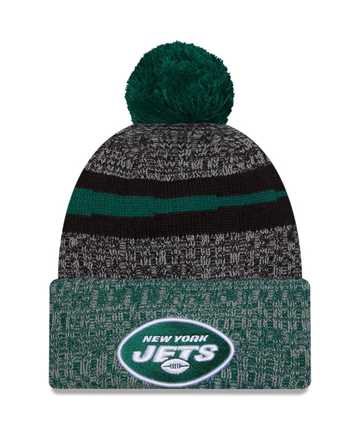 Mens New Era Black New York Jets 2023 Sideline Sport Cuffed Pom Knit Hat - Black Product Image