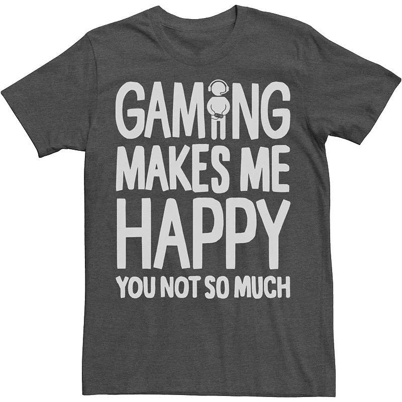 Big & Tall Gaming Makes Me Happy You Not So Much Tee, Mens Grey Heather Product Image