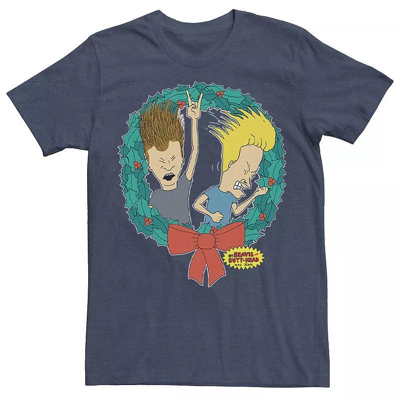 Mens Beavis & Butthead Christmas Rock & Wreath Tee Product Image