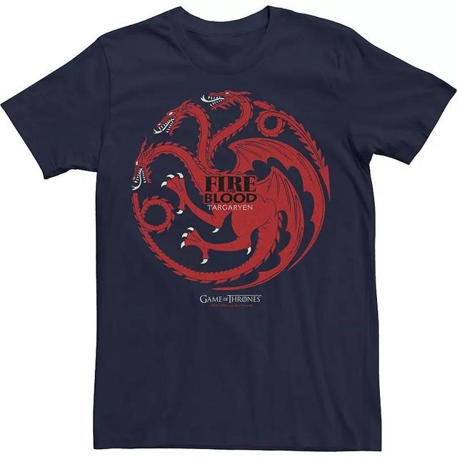 Mens Game Of Thrones Fire And Blood Targaryen Sigil Tee Blue Product Image