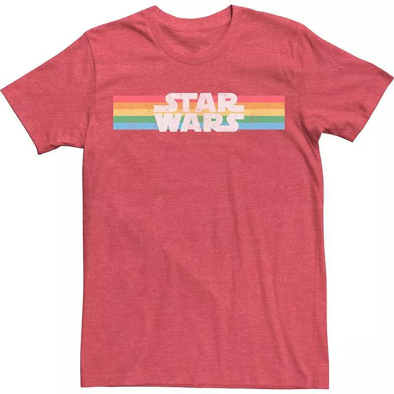 Mens Star Wars Rainbow Logo Tee Red Grey Product Image