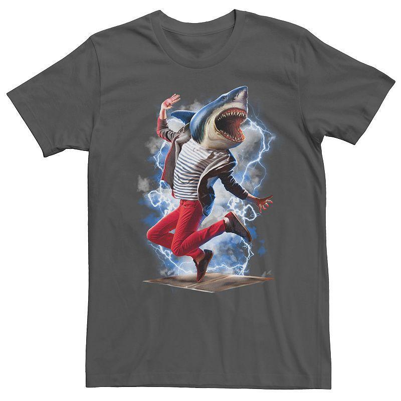 Mens Electric Shark Breakdancer Tee Grey Product Image