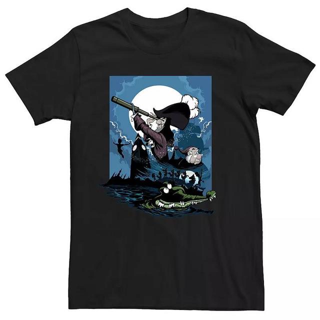 Disneys Peter Pan Captain Hook Big & Tall London Clock And Villains Graphic Tee, Mens Product Image