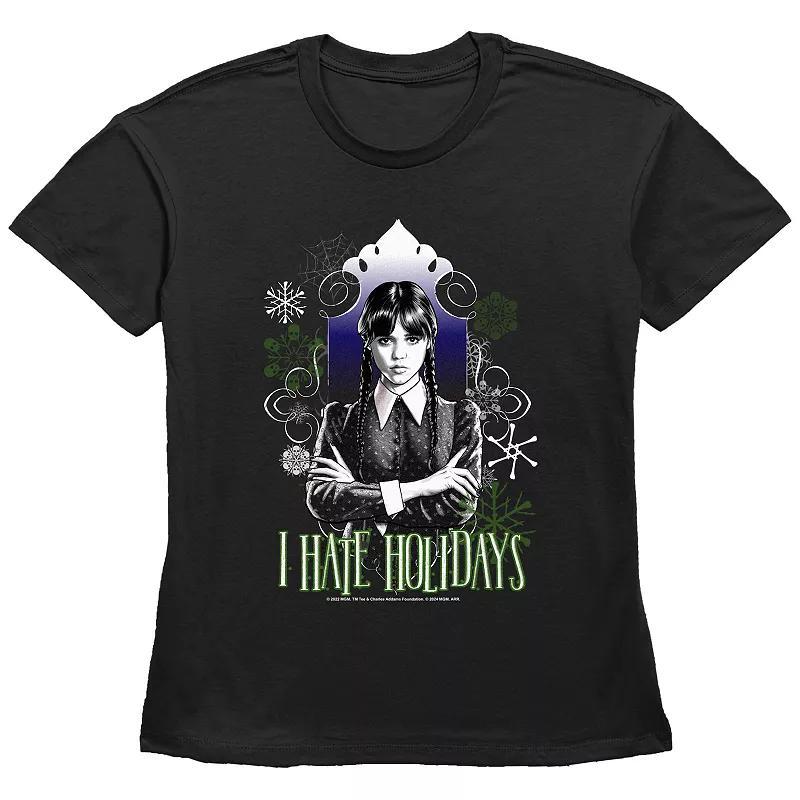 Womens Wednesday I Hate Holidays Graphic Tee Product Image