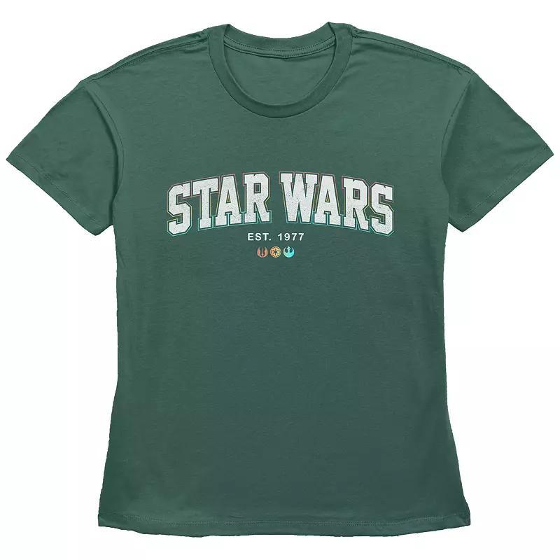 Womens Star Wars Est. 1977 Basic Fit Graphic Tee, Girls Green Product Image