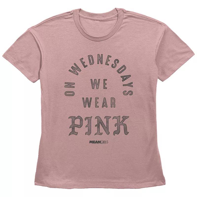 Womens Mean Girls On Wednesdays We Wear Pink Basic Fit Graphic Tee, Girls Product Image