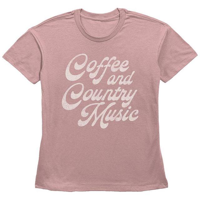 Womens Fifth Sun Coffee and Country Music Cursive Text Short Sleeve Graphic Tee, Girls Product Image