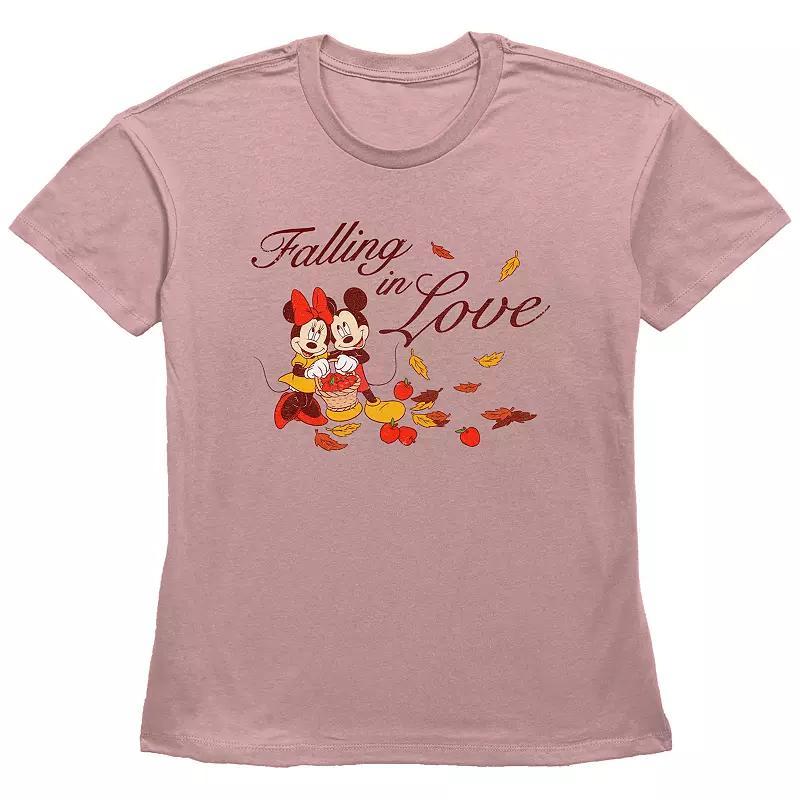 Disneys Mickey Mouse And Minnie Mouse Falling In Love Womens Graphic Tee Product Image