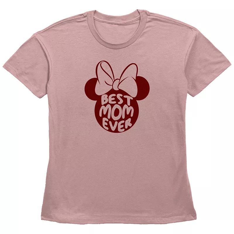 Disneys Minnie Mouse Juniors Best Mom Ever Bow Silhouette Graphic Tee, Womens Product Image