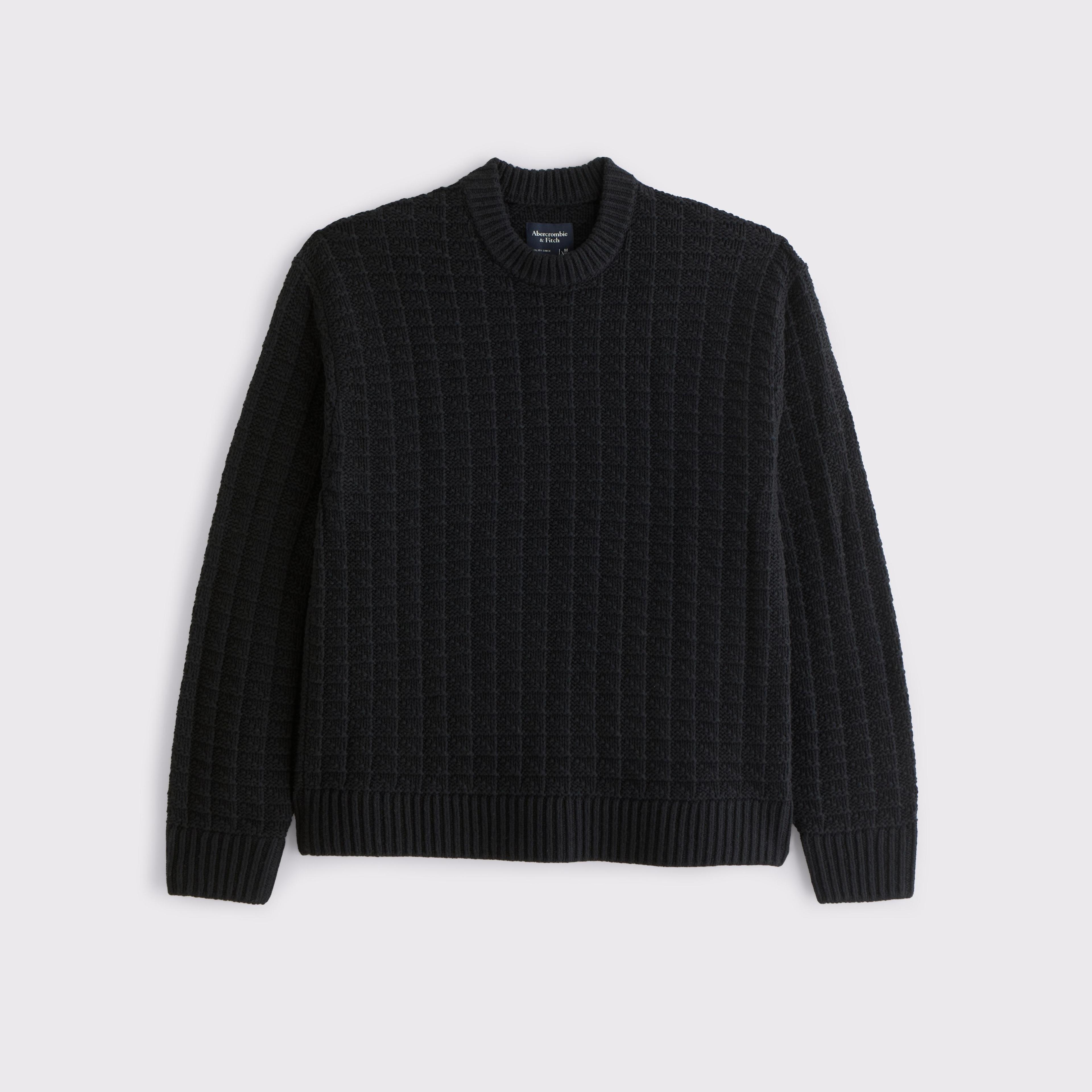 Oversized Checkered Stitch Crew Sweater Product Image