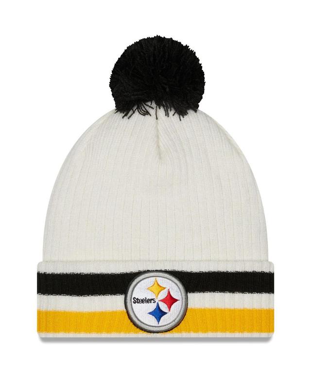 Mens White Pittsburgh Steelers Retro Cuffed Knit Hat with Pom Product Image