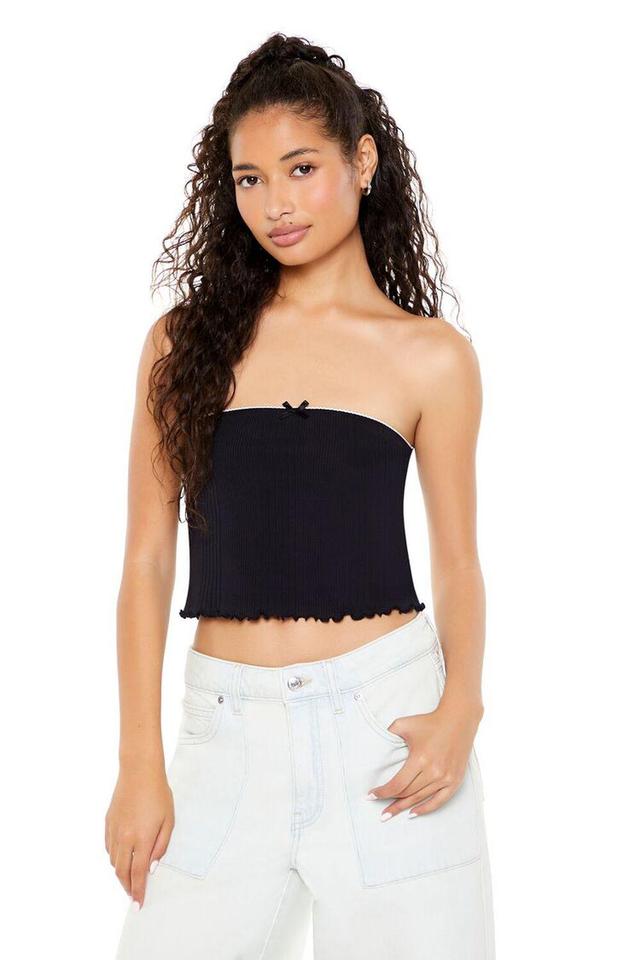 Pointelle Knit Bow Tube Top | Forever 21 Product Image