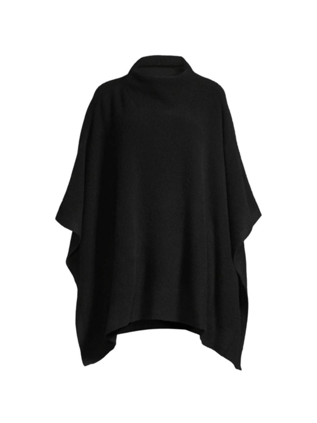 VINCE Women's Boiled Cashmere Funnel Neck Poncho In Black Product Image