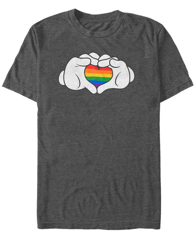 Disneys Mickey Mouse Rainbow Heart-Shaped Hands Mens Tee Product Image